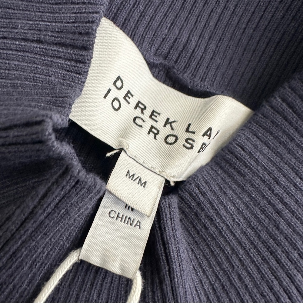 NWT Derek Lam Maizie Mock Neck Pleated Navy Sweater Dress - Size Medium - Picture 6 of 8